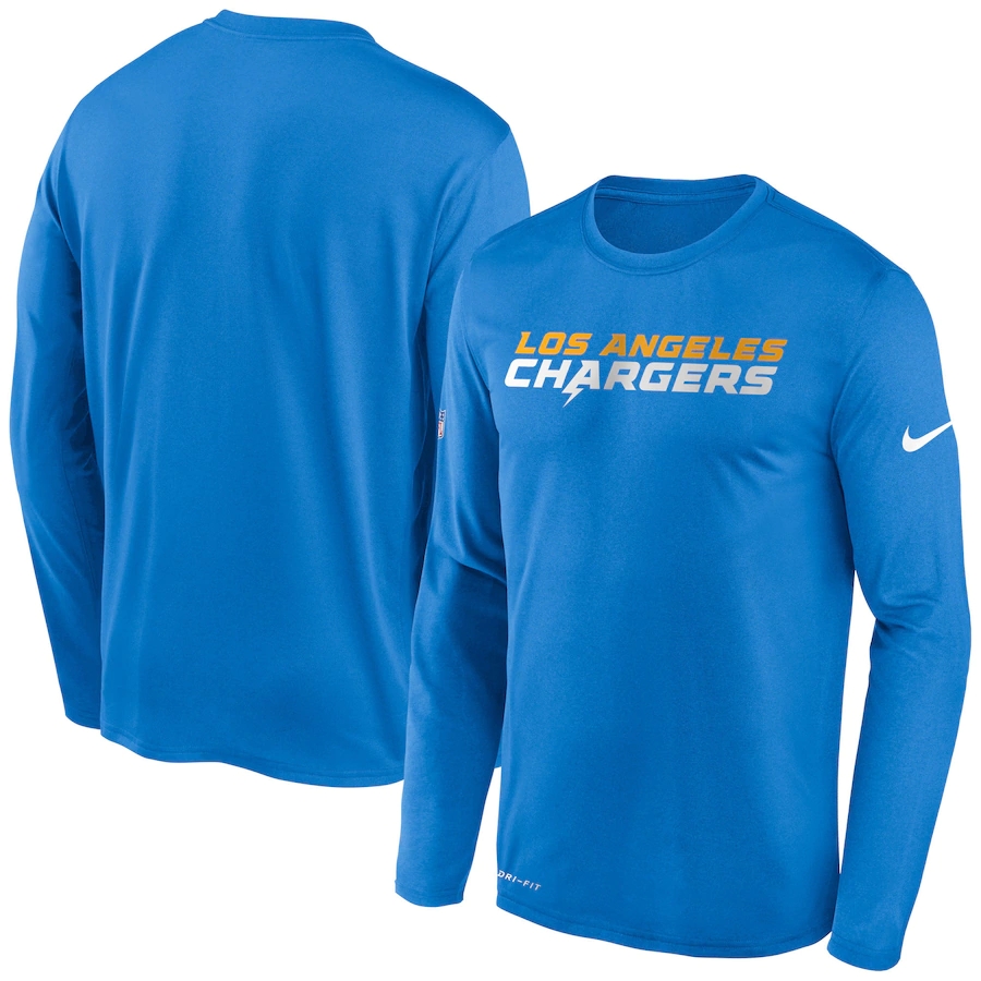 Men's Los Angeles Chargers 2020 Blue Sideline Impact Legend Performance Long Sleeve T-Shirt